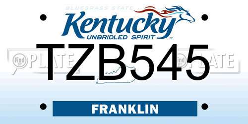 TZB545 Kentucky License Plate