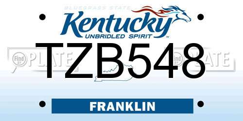 TZB548 Kentucky License Plate