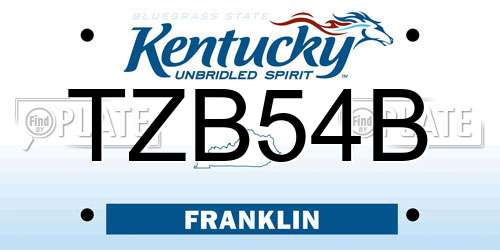 TZB54B Kentucky License Plate