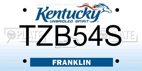 TZB54S Kentucky License Plate