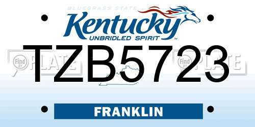 TZB5723 Kentucky License Plate