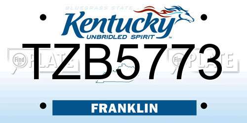 TZB5773 Kentucky License Plate