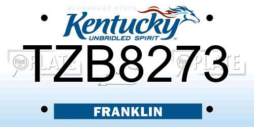 TZB8273 Kentucky License Plate