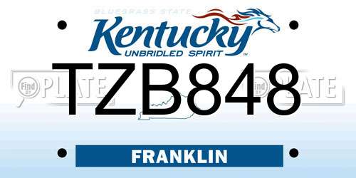 TZB848 Kentucky License Plate