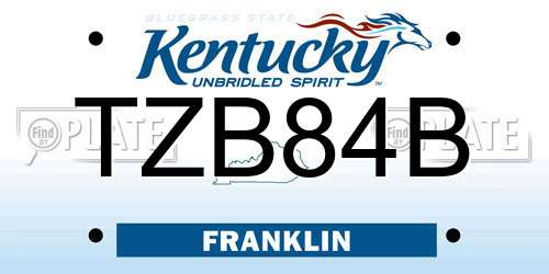 TZB84B Kentucky License Plate