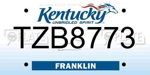 TZB8773 Kentucky License Plate