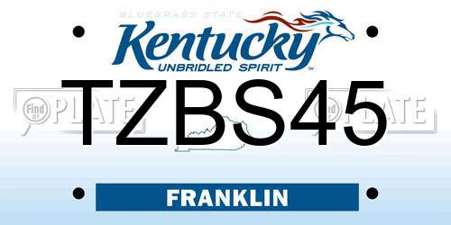 TZBS45 Kentucky License Plate