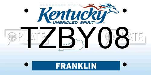 TZBY08 Kentucky License Plate