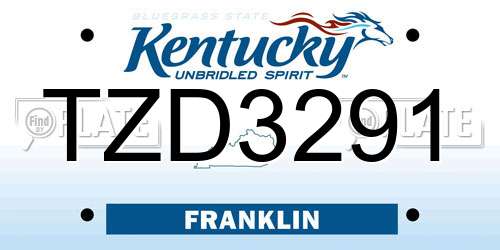 TZD3291 Kentucky License Plate