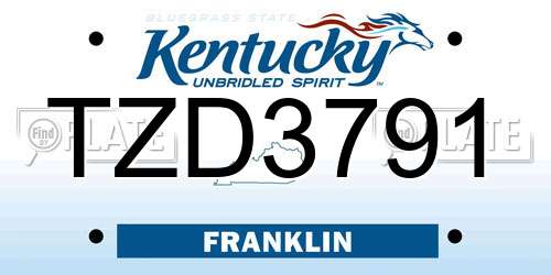 TZD3791 Kentucky License Plate