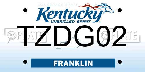TZDG02 Kentucky License Plate