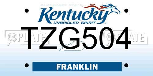 TZG504 Kentucky License Plate