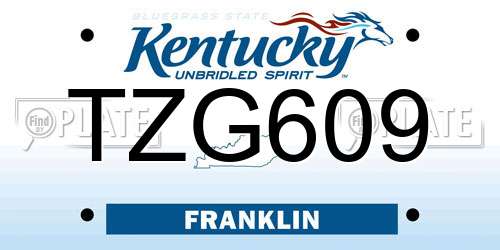 TZG609 Kentucky License Plate