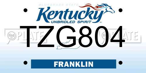 TZG804 Kentucky License Plate