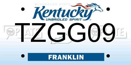 TZGG09 Kentucky License Plate