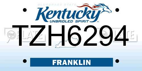 TZH6294 Kentucky License Plate