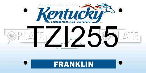 TZI255 Kentucky License Plate