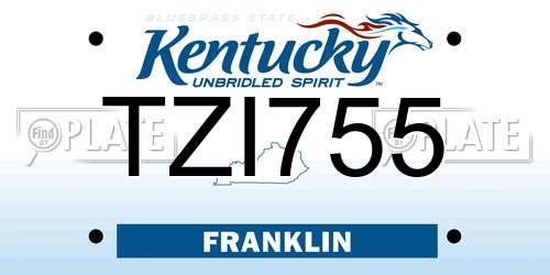 TZI755 Kentucky License Plate