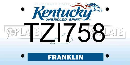 TZI758 Kentucky License Plate