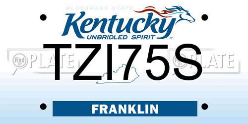 TZI75S Kentucky License Plate