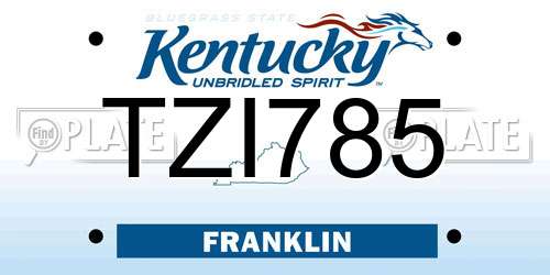 TZI785 Kentucky License Plate
