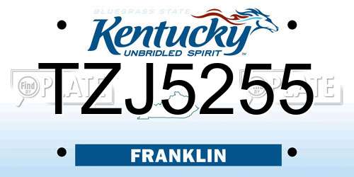 TZJ5255 Kentucky License Plate