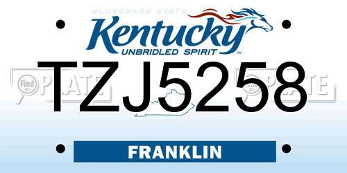 TZJ5258 Kentucky License Plate