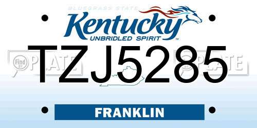 TZJ5285 Kentucky License Plate