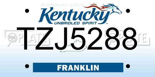 TZJ5288 Kentucky License Plate