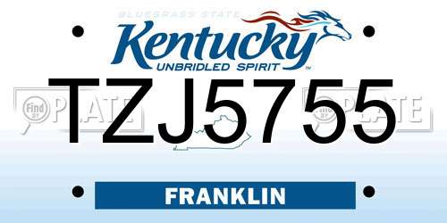 TZJ5755 Kentucky License Plate