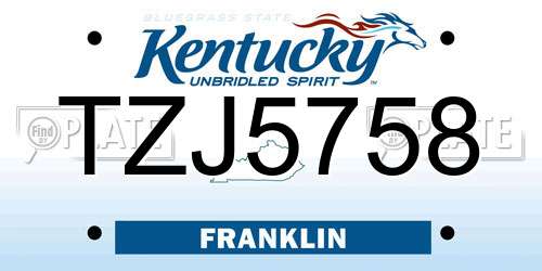 TZJ5758 Kentucky License Plate
