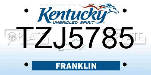 TZJ5785 Kentucky License Plate