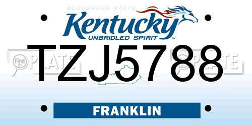 TZJ5788 Kentucky License Plate