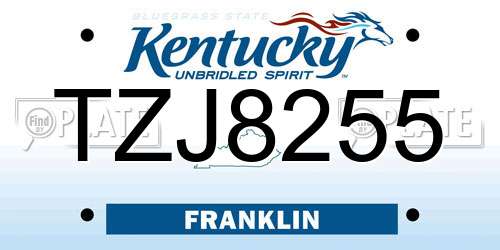 TZJ8255 Kentucky License Plate