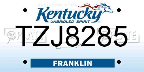 TZJ8285 Kentucky License Plate