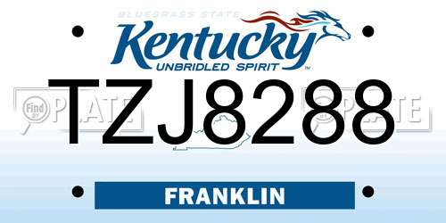 TZJ8288 Kentucky License Plate
