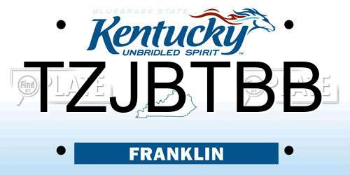 TZJBTBB Kentucky License Plate