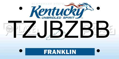 TZJBZBB Kentucky License Plate