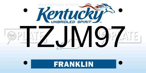 TZJM97 Kentucky License Plate