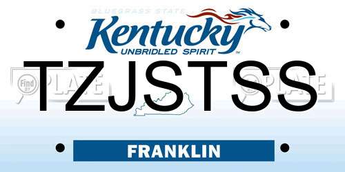 TZJSTSS Kentucky License Plate