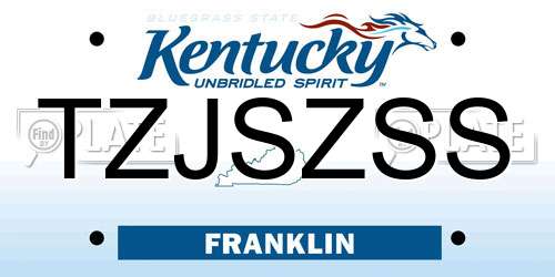 TZJSZSS Kentucky License Plate