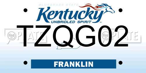 TZQG02 Kentucky License Plate