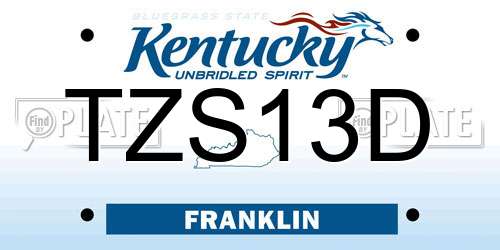 TZS13D Kentucky License Plate