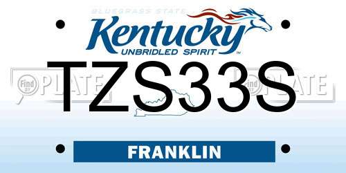 TZS33S Kentucky License Plate