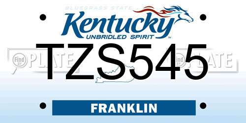 TZS545 Kentucky License Plate