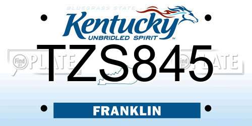 TZS845 Kentucky License Plate