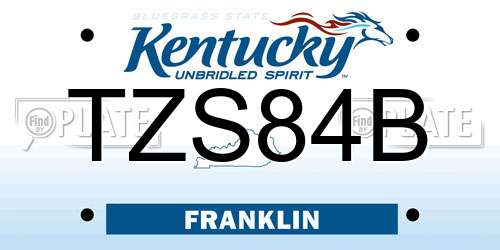 TZS84B Kentucky License Plate