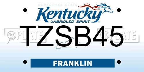 TZSB45 Kentucky License Plate