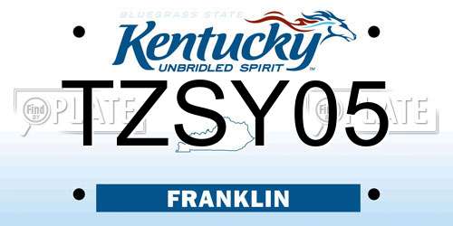TZSY05 Kentucky License Plate