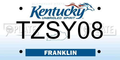 TZSY08 Kentucky License Plate